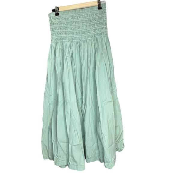 Staud Womens Smocked Strapless Dress Green M Midi Summer Cotton Cottagecore Boho Staud Womens Smocked Strapless Dress Green M Midi Summer Cotton Cottagecore Boho